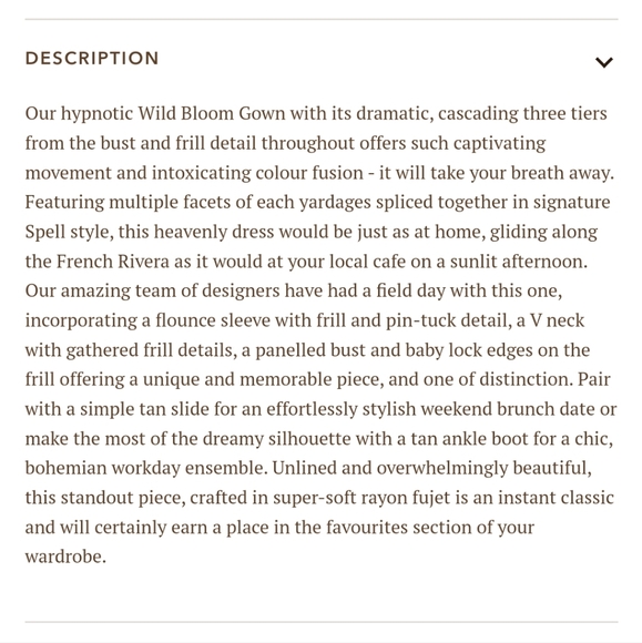 New Spell Designs Wild Bloom Gown FP Maxi Dress Free People XS Exclusive Midi - Picture 8 of 15